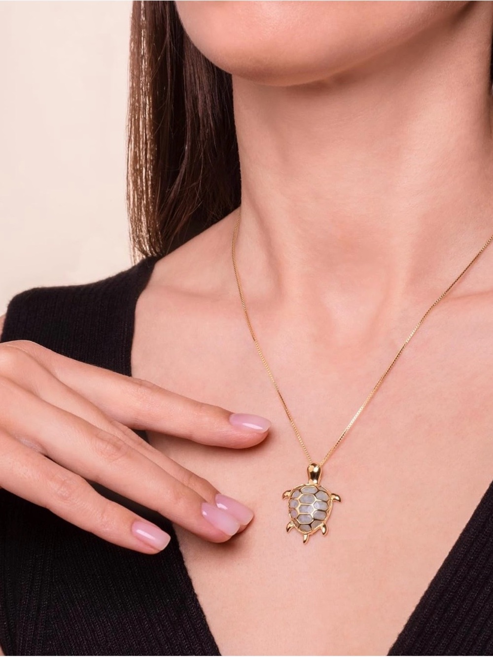 Gold Turtle Jade Pendant Necklace - Jade  Enamel Shell.